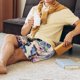 thumbnail image 5 of Balery Cute Mushroom Landscape Pantalones cortos de pijama de punto de algodón para hombre con cinturilla y bolsillos-Small, 5 of 6