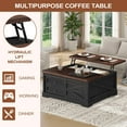 thumbnail image 6 of Itaar 39.4'' Lift Top Coffee Table with Storage, Farmhouse Coffee Tables for Living Room, Square Coffee Table with Large Hidden Compartment & 2 Drawers & Adjustable Shelves, Black, 6 of 18