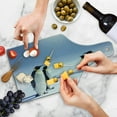 thumbnail image 4 of Sea Animals Cutting Board, 2 Pairs of Penguins Facing Each Other at South Sunny Antarctica, Tempered Glass Cutting and Serving Board, Wine Bottle Shape, Purple Grey Black White, by Ambesonne, 4 of 5