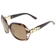 thumbnail image 3 of sunglassLA Unisex Women's Polarized Chain And Rhinestone Temple Round Oversize Sunglasses (Floral-Brown / Brown) - 60mm, 3 of 4