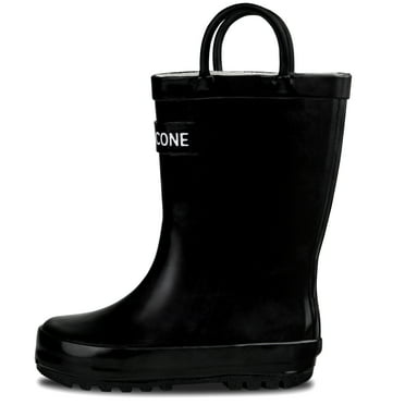 Lone Cone Rain Boots with Easy-on Handles for Toddlers and Kids, Shiny Black, Medium, Little Kid 2