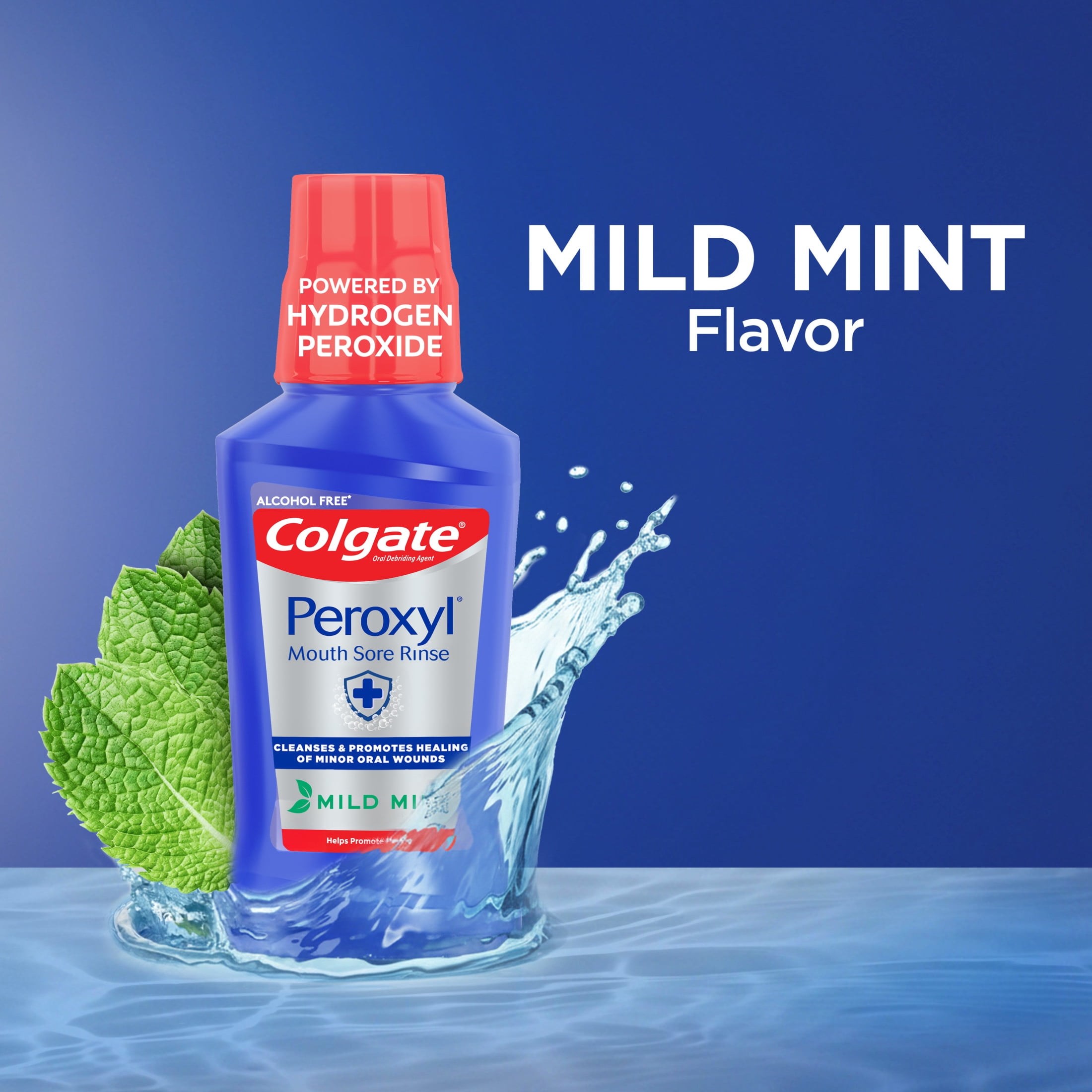 Colgate Peroxyl Alcohol Free Mouthwash and Mouth Sore Rinse, Mild Mint, 16.9 fl oz