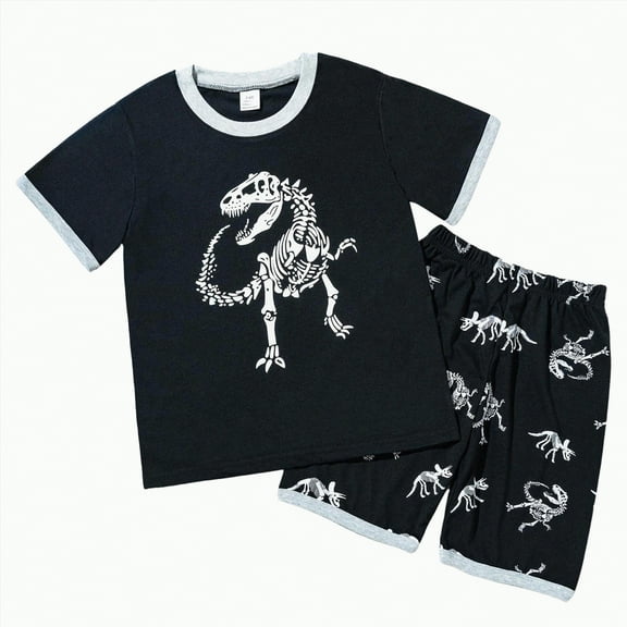 TOWED22 Toddler Baby Boy Summer Clothes Letter Graphic Short Sleeve Shirt T-Shirt Tops Casual Shorts Outfit Set(Grey,6-7 Years)