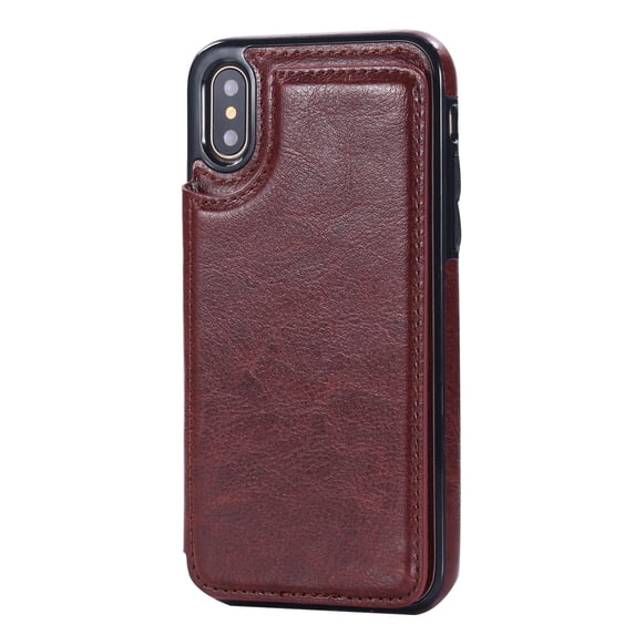 Naierhg Faux Leather Solid Color Phone Case Protective Cover with Card Slot for iPhone12,Brown for iPhone 12 6.1inch