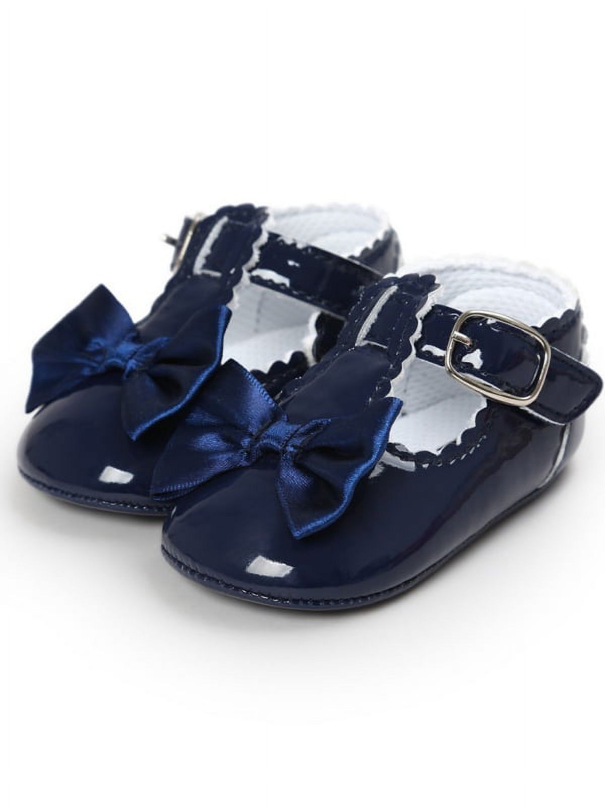Lavaport Newborn Baby Girls Bowknot Shoes PU Leather Buckle First Walkers - image 2 of 5