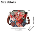 thumbnail image 3 of Women's Fashion Genuine Leather Crossbody Bucket Bag - Colorful Floral Patchwork, Soft & Luxurious, Adjustable Crocodile Pattern Strap, Perfect for Work/Dates, 3 of 7