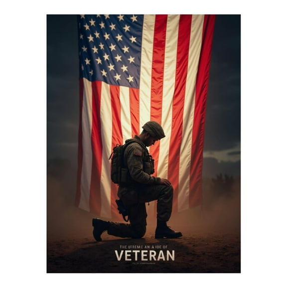 Diamond Art Kit for Adults, American Soldier Kneeling Flag Background Diamond Painting for Adults Beginners, 5D DIY Diamond Art Painting Kits, Colorful Diamond Painting Craft for Home Decor 12x16