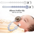 thumbnail image 5 of Dummy Clip- BPA Free, 2PCS Personalised Silicon Pacifier Clips for Boys, Newborn Baby Pacifier Holder Leash Chains Fits All Pacifier Teecher Toys Baby Shower(Blue-White), 5 of 12
