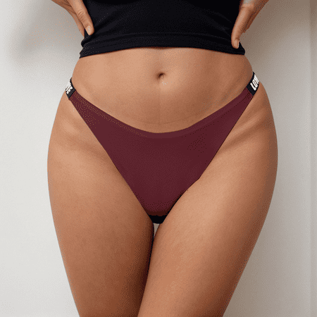 Fulorrnie Low Rise Seamless Women s G String Panty Breathable Workout Underwear Thong Waistband No Show Comfort Brief  Brick Red  L