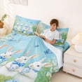 thumbnail image 3 of Erosebridal Blue Bow Rabbit Kid Full Size Sheets, Easter Eggs Flower Bed Sheets, 4pcs, 3 of 5