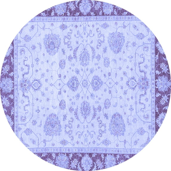 Ahgly Company Indoor Round Oriental Blue Traditional Area Rugs, 7' Round