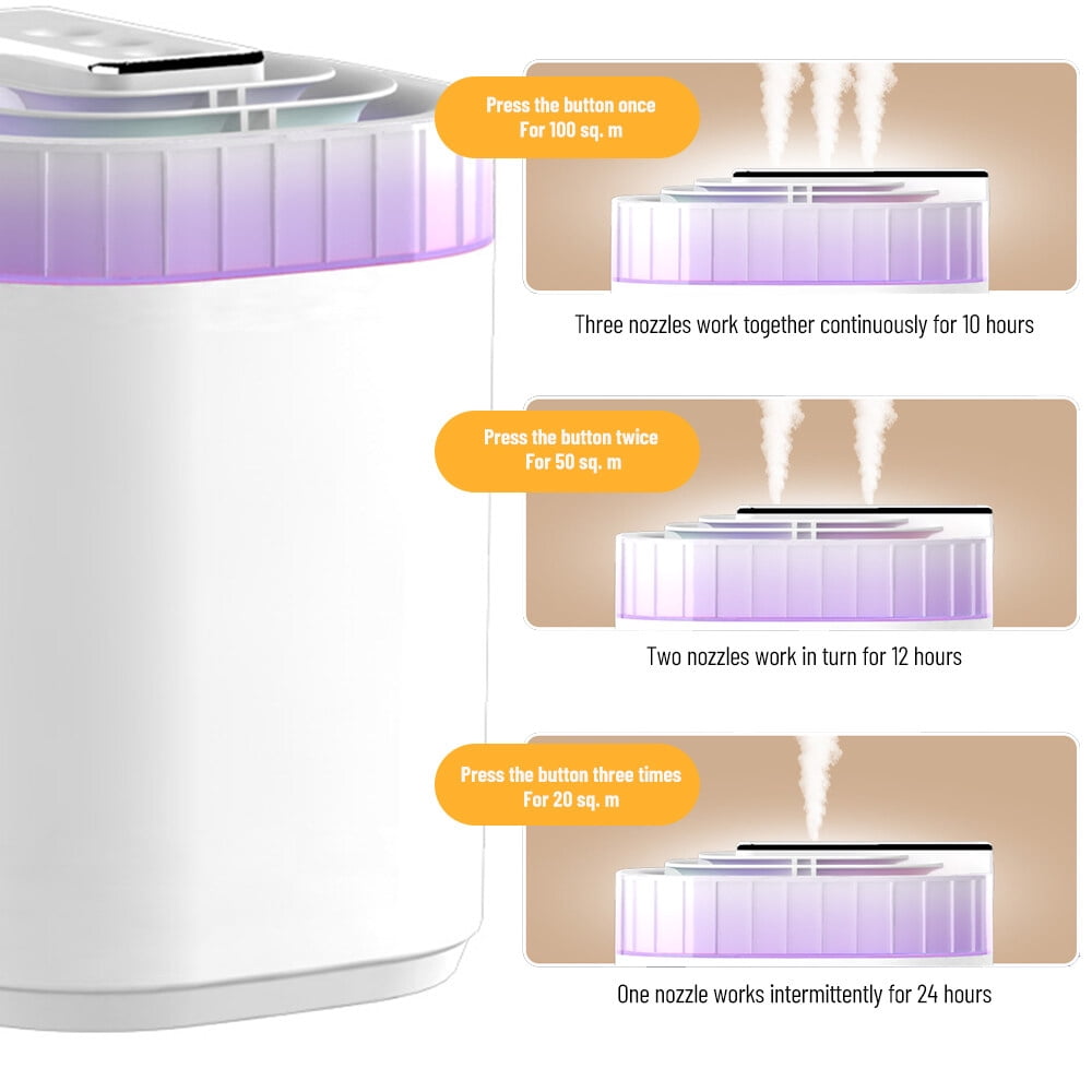 3L Large Capacity Cool Mist Humidifier with Three Nozzles High Mist Output Desktop Plant Humidifier 20dB Quiet Multicolor Light Auto Shut-Off for Bedroom Living Room Office Nursery White