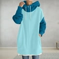 thumbnail image 4 of fartey Women Oversized Zip Up Long Hoodie Roomy Warm Fleece Lined Patchwork Hooded Coats Lounge Long Sleeve Drop Shoulder Hoodies Sweatshirt With Pockets, 4 of 7