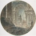 thumbnail image 2 of Jean Henri Alexandre Pernet 12x12 Gold Ornate Wood Frame and Double Matted Museum Art Print Titled - Architectural Fantasy (Late 18th Century), 2 of 4