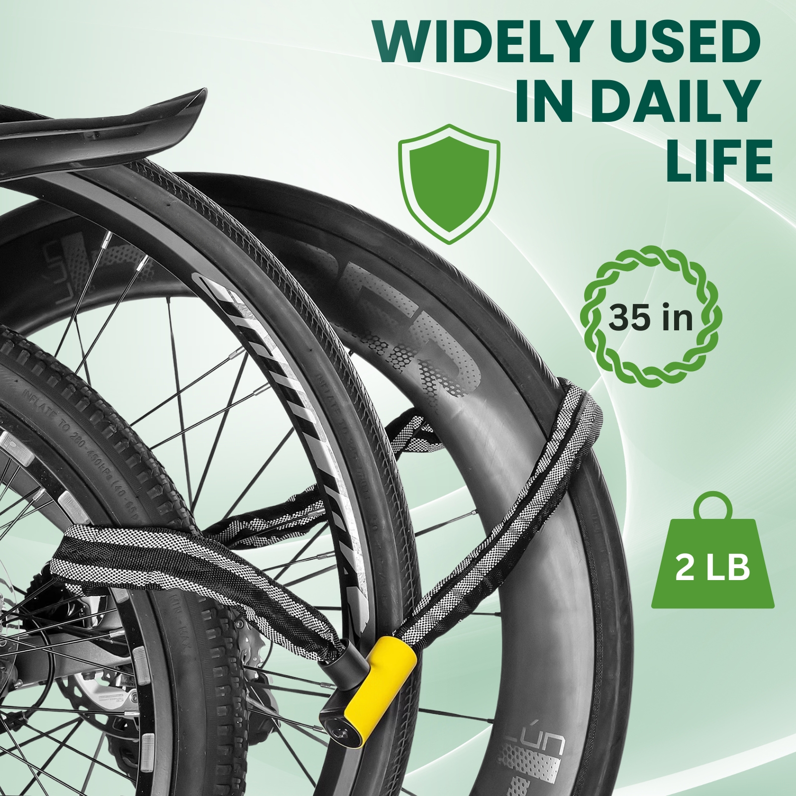 Bike Chain Lock with 2 Keys, 3 Feet Security Long 8mm Steel Chain Heavy Duty Anti-Theft Bicycle Chain Lock for Bike,Tirke, Motorcycle,Scooters, Door, Gate, Fence