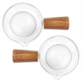thumbnail image 1 of Crema de Vidrio Transparente 2 Piezas con Manija Madera, Mini Jarra Leche para Café. 50Ml, 1 of 5