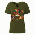 thumbnail image 5 of Xuyuer Mardi Gras V-Neck T-Shirt for Women Hearts Beads Carnival Tuesday Parade Loose Top short Sleeve Casual Tee Tshirts S-2XL Pattern T-Shirt - Casual Short-Sleeved Retro, 5 of 6