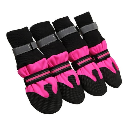 1 Set Pet Dog Warm Shoes Stylish Outdoor Dog Boots Anti-slip Pet Dog Walking Shoes Comfortable Pet Dog Boots Cool Pet Dog Shoes for Autumn Winter Wearing Rosy Size XXL