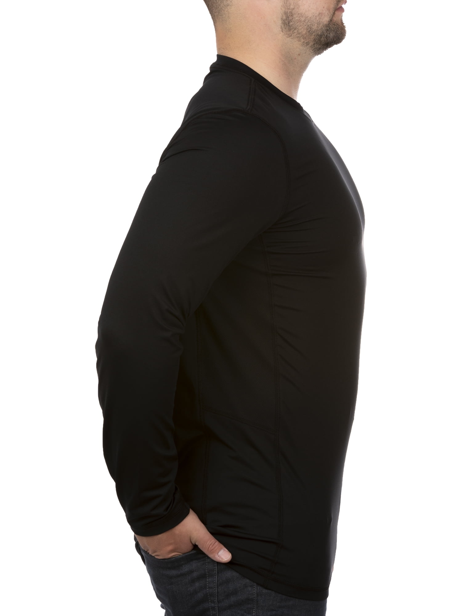 Mossy Oak Men's Scout Black Long Sleeve Performance Tee Shirt, Up to 3XL