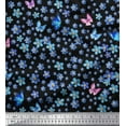 thumbnail image 1 of Soimoi Modal Satin Fabric Butterfly & Flower Decor Fabric Printed Yard 42 Inch Wide, 1 of 3