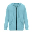 thumbnail image 3 of lnmuld Womens Zip Up Hoodies Women's Fashionable Casual Pocket Zipper Long Sleeved Hooded Solid Color Sweatshirt Size:L, 3 of 4