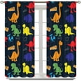 thumbnail image 2 of Boys Dinosaur Curtains Cartoon Dino for Kids Funny Animals Child Kids Cute Safari Wildlife Art Printed Living Room Bedroom Window Drapes Fabric 52Wx63H Inch Blackout, 2 of 6