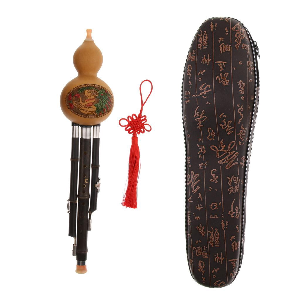 LeeQinersw Chinese Handmade Hulusi Black Bamboo Gourd Cucurbit Flute Ethnic Instrument Key