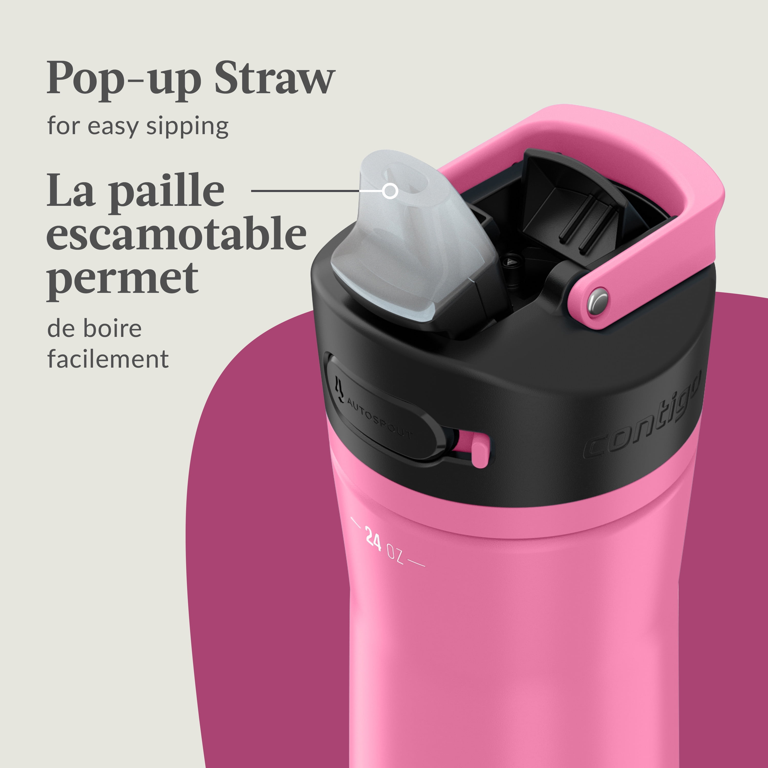 Contigo Ashland Chill 2.0 Stainless Steel Water Bottle with AUTOSPOUT Lid, Azalea