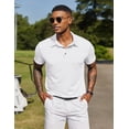thumbnail image 5 of COOFANDY Mens Polo Shirt Casual Short Sleeve Button Collared Polo Golf Shirt Pocket Soild Cotton Tees T Shirt Green, 5 of 9