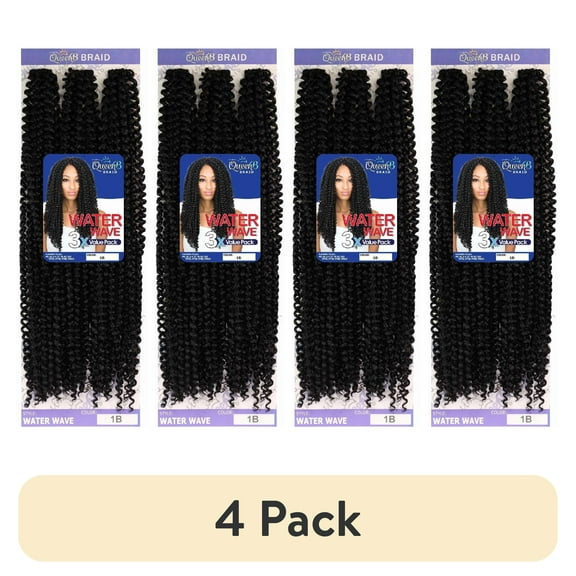 (4 pack) QueenB Braid 3X Water Wave Value Pack - #1B