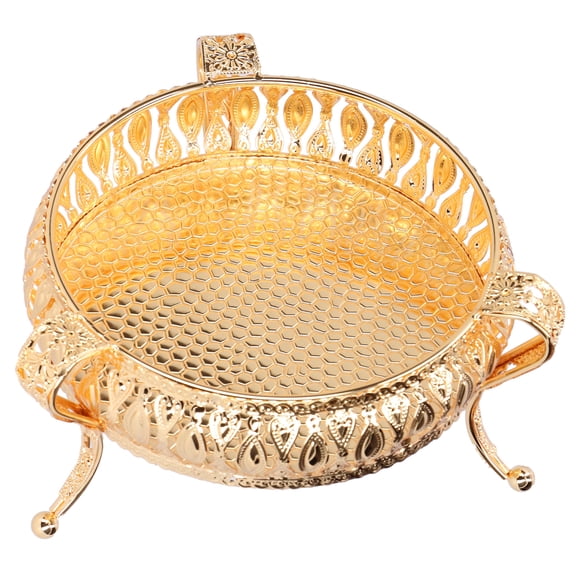 HURRISE Fruit Tray,Fruit Tray Metal Round Place Snacks Small Jewelry Multifunctional Home Ornaments,Decorative Tray