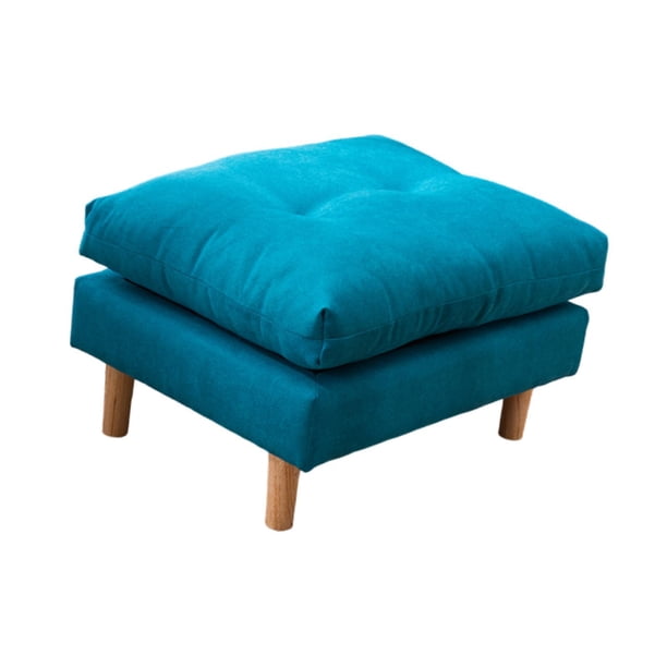 Taburete reposapiés,Taburete reposapiés otomano con patas de madera antideslizantes,Sofá tapizado reposapiés de terciopelo para sofá sillón,Reposapiés rectangular Banco portátil azul