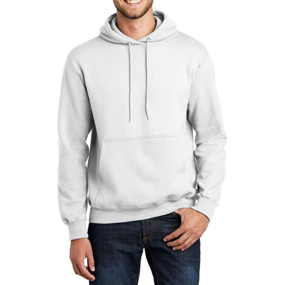 Just Blanks Essential Fleece Pullover Hooded Sweatshirt , White, 4XL