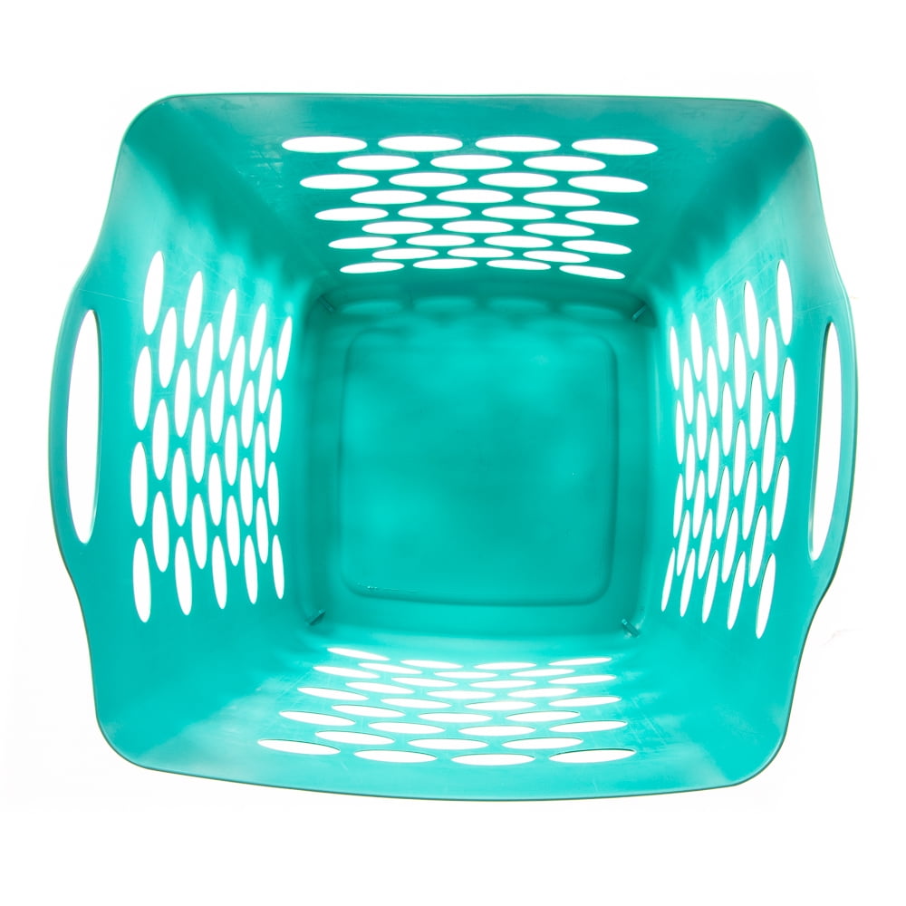 Mainstays Flexible Square Plastic Laundry Hamper, 3 Pack, Turquoise