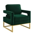 thumbnail image 6 of Modern Accent Chair, Oversized Leisure Chair with Hollow Backrest and Metal Base, Upholstered Chair for Living Room, Emerald, 6 of 9