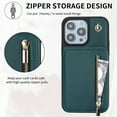 thumbnail image 3 of Kryonix Crossbody Wallet Case for iPhone 13 with Lanyard Strap Card Slot Holder RFID Blocking Ring Kickstand,Magnetic Flip Folio Zipper Purse Case, PU Leather Cover Handbag,Purple/Black/White, 3 of 8