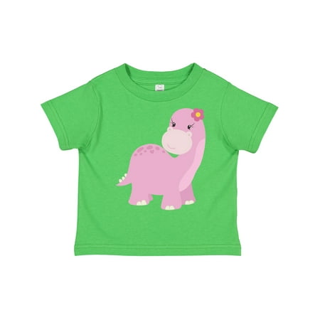 

Inktastic Cute Pink Dinosaur with Flower Gift Toddler Toddler Girl T-Shirt