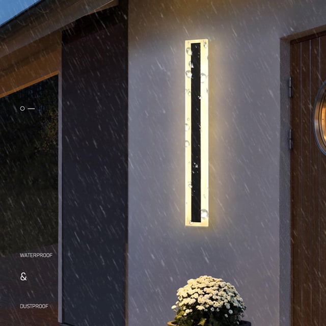 Barra de luz de pared LED Lámparas de pared para exteriores Barras de luz largas impermeables Luces lineales para puertas Lámparas de pared para baños 80x9x4cm Luz cálida Soledad Lámpara de pared larga para exteriores