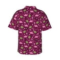 thumbnail image 3 of Daiia Festive Flamingos Hawaiian Shirt for Men Gentle Cotton Regular Short Sleeve Casual-Small, 3 of 9