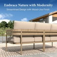 thumbnail image 3 of Summit Living 5-Piece Metal Outdoor Patio Furniture Set with Swivel Chairs, Wood-Grain Outdoor Patio Conversation Set for 5 People, Modern Curved Back Sofa Set, 3 of 11