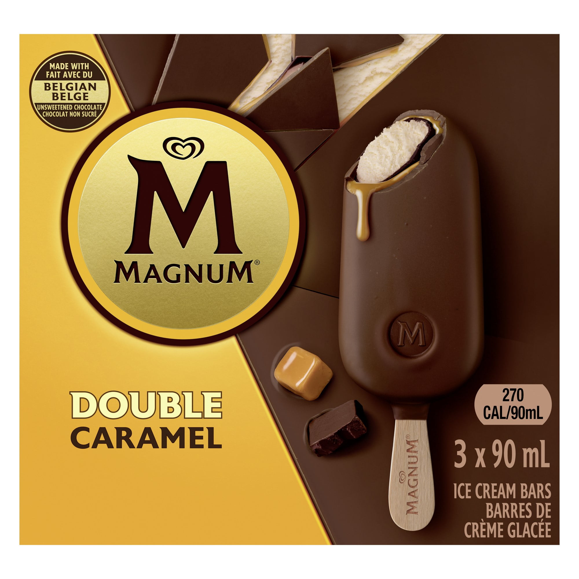 Magnum Double Caramel Ice Cream Bar, 3 x 90 ml