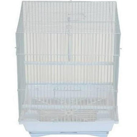 11 x 8.5 x 14 in. Flat Top Small Parakeet Cage, White