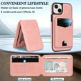 thumbnail image 5 of Compatible with Magsafe 2 in 1 Detachable for iPhone 15 Wallet Case with Card Holder Women Men, Magnetic PU Leather RFID Blocking Flip Kickstand Credit Slots,for iPhone 15, Pink, 5 of 11