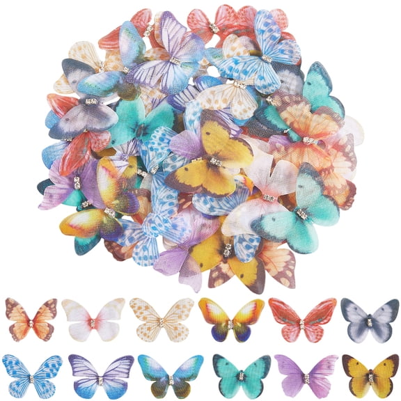 12 Styles 60Pcs 3D Butterfly Organza Fabric Butterfly Decorations Bulk Dreamy Fairy Color Wings Wall Decorations