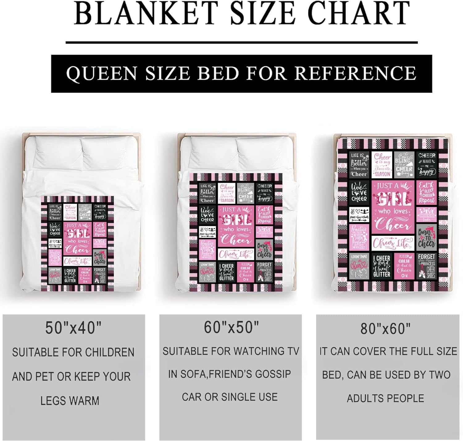 Cheerleader Gifts Blanket for Girls Women Ultra Soft Flannel Cheer Throw Blanket Merch Cheer Team Lovers Stuff 50"x40"