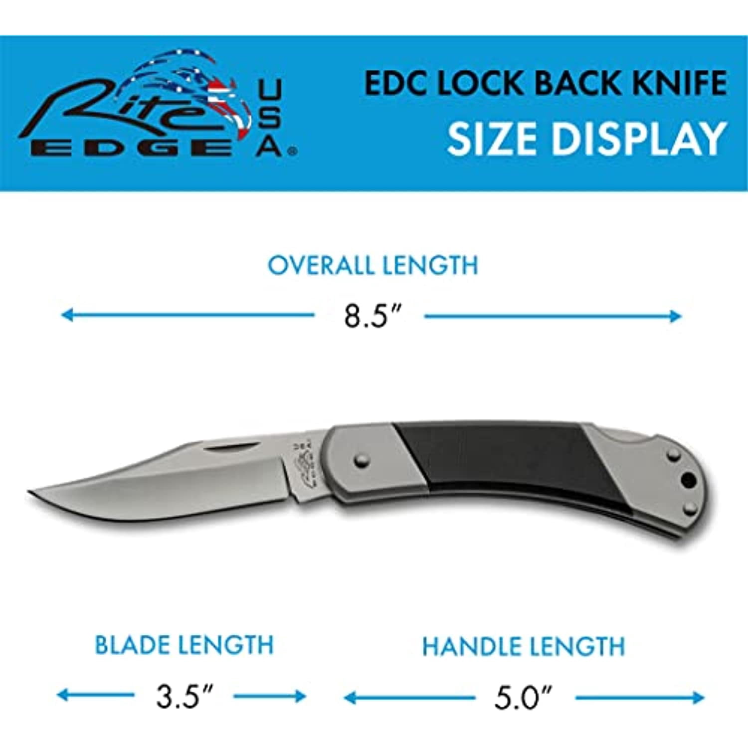 SZCO 8.5" Black G10 Handle Lock Back Folding Knife – 440 Stainless Steel Blade, Leather Sheath – Folding Utility Pocket Knife for Everyday Carry