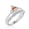 thumbnail image 3 of Dazzling Minimalist 1.75 Carat Pear Cut Affordable Ring, Morganite And Diamond Moissanite Engagement Ring, Unique Wedding Ring, One Matching Band in 10k Solid White Gold, Gift For Her, Bridal Set, 3 of 3