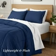 thumbnail image 5 of Ivy Union Comforter Set - Box Stitch - Easy Care Ultra-Soft Microfiber - All Season Warmth - Bedding Comforter - Queen - Dark Blue, 5 of 7