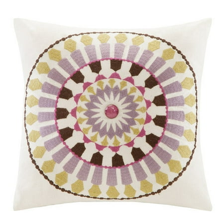 Echo Vineyard Paisley Square Pillow, 16 by 16-Inch, White