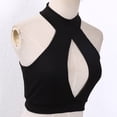 thumbnail image 3 of Mialoley Femmes Été Aguichant Sans Manches Meilleur Couleur Unie Creux Col Roulé Crop Tops, 3 of 3